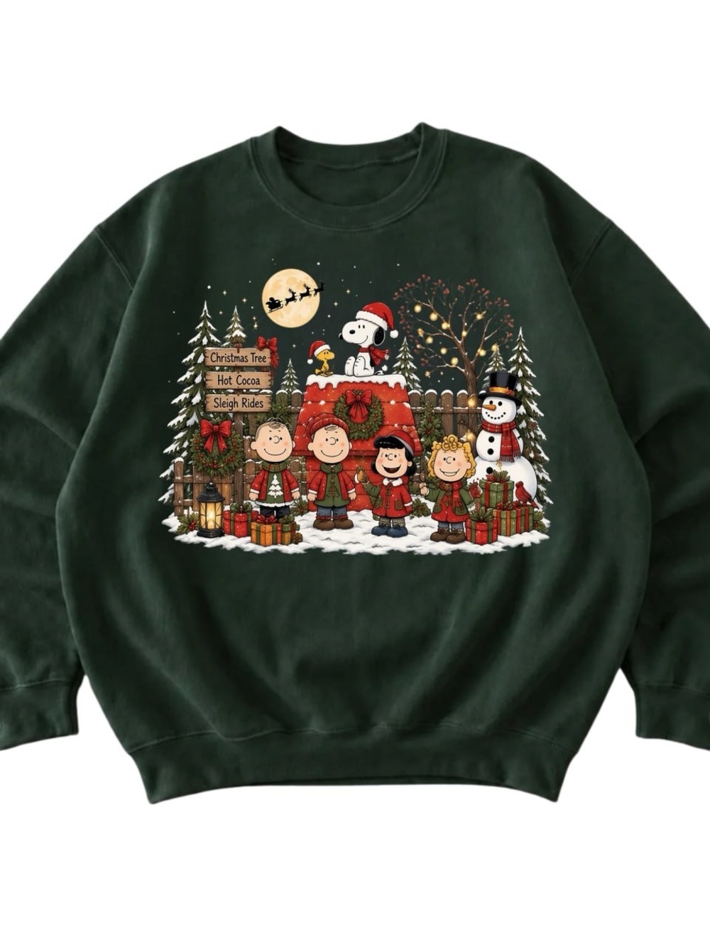 Forest Green Peanuts Holiday Crewneck Sweatshirt